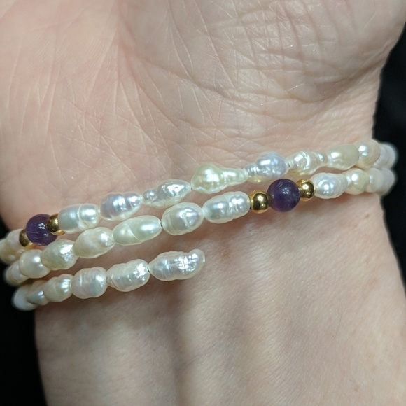 Freshwater pearl wrap bracelet - Picture 4 of 4